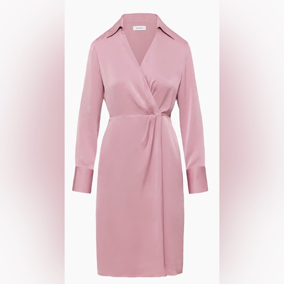 Babaton Silk Blend Wrap Dress Long Sleeve Mauve Pink Mini  2XS 0002 - Picture 1 of 7